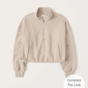Abercrombie & Fitch Tan Quarter-Zip Sweatshirt